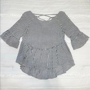 maria & kyndal’s boutique blue and white stripe blouse